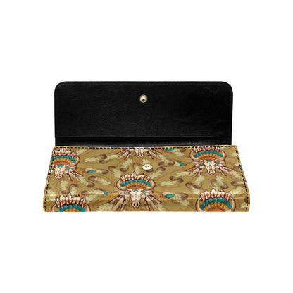 Native Indian Buffalo head Women's Trifold Wallet