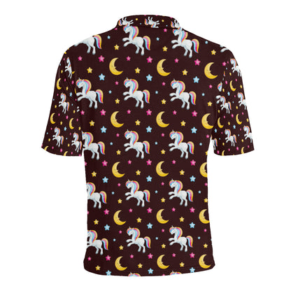 Unicorn Moon Star Men Polo Shirt