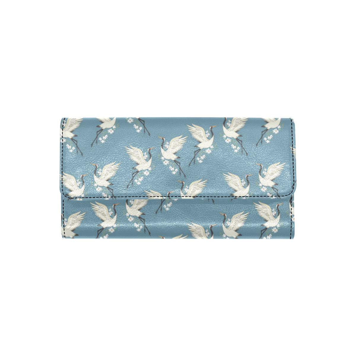 Crane Pattern Print Design 05 Women's Trifold Wallet
