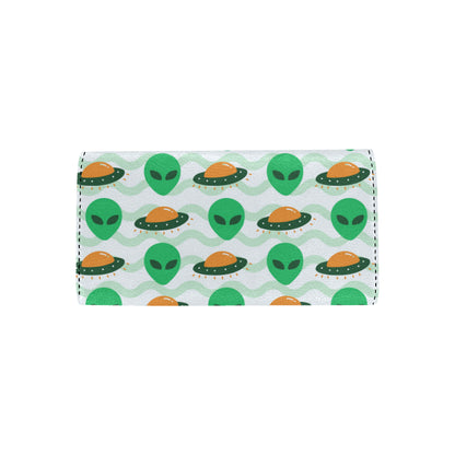 Alien UFO Pattern Print Design 04 Women's Trifold Wallet