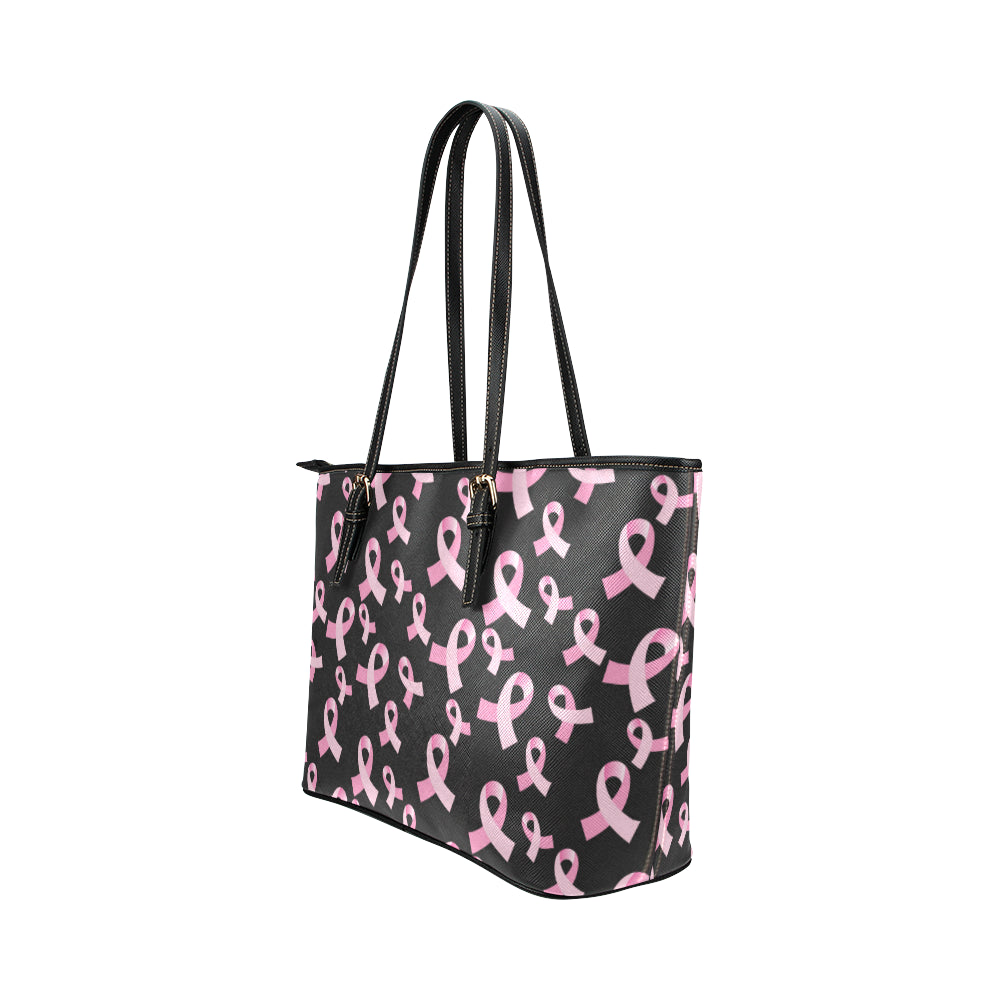 Breast Cancer Awareness Design Leather Tote Bag