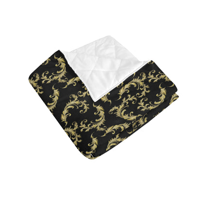 Baroque Golden Pattern Print Design 01 Premium Quilt