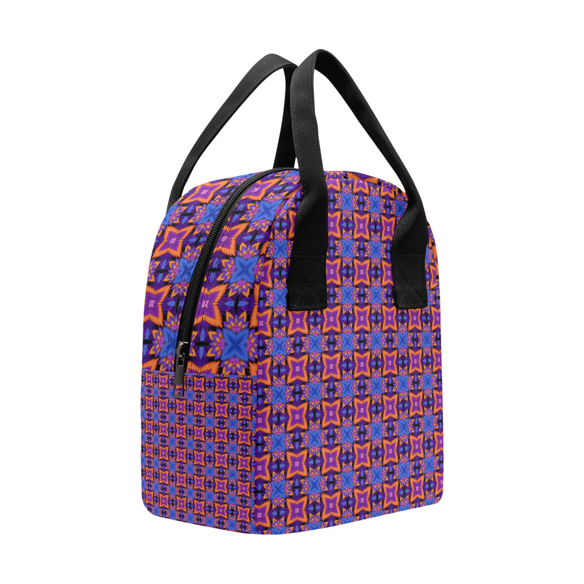 kaleidoscope Purple Orange Print Design Insulated Lunch Bag