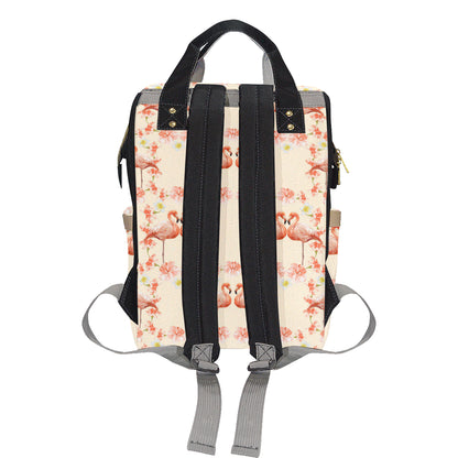 Flamingo Hibiscus Print Pattern Diaper Bag Backpack