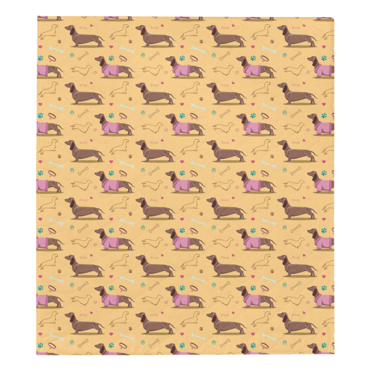 Dachshund Pattern Print Design 07 Premium Quilt