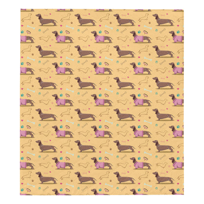 Dachshund Pattern Print Design 07 Premium Quilt