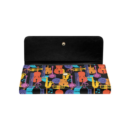 Jazz Pattern Print Design 03 Women's Trifold Wallet