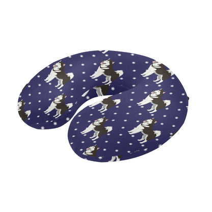 Alaskan Malamute Pattern Print Design 04 U-Shaped Travel Neck Pillow