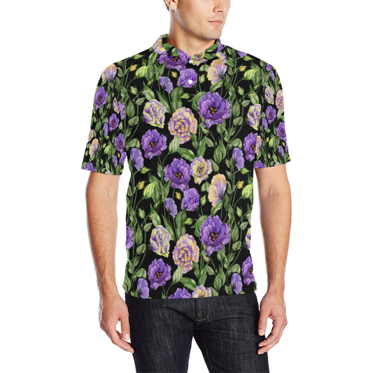 Lisianthus Pattern Print Design LT02 Men Polo Shirt