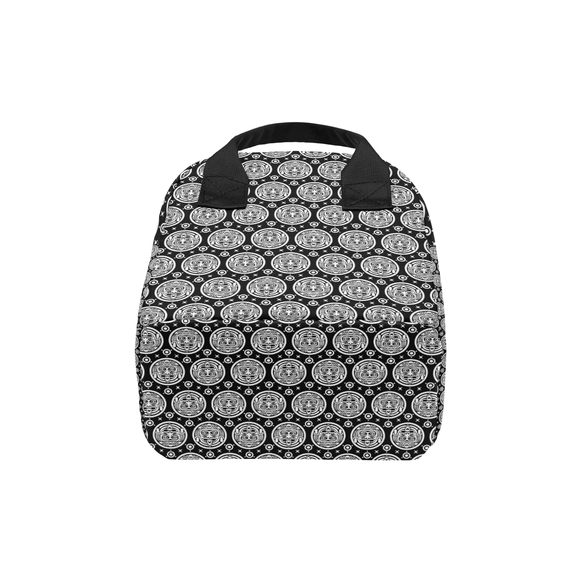 Calendar Aztec White Black Print Pattern Insulated Lunch Bag