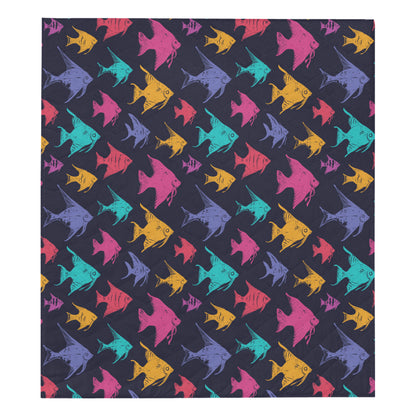 Angelfish Colorful Pattern Print Design 03 Premium Quilt