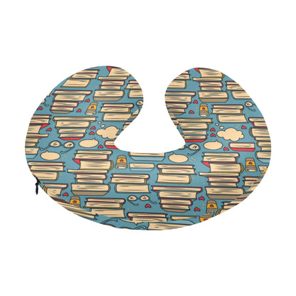 Book Pattern Print Design 03 U-Shaped Travel Neck Pillow