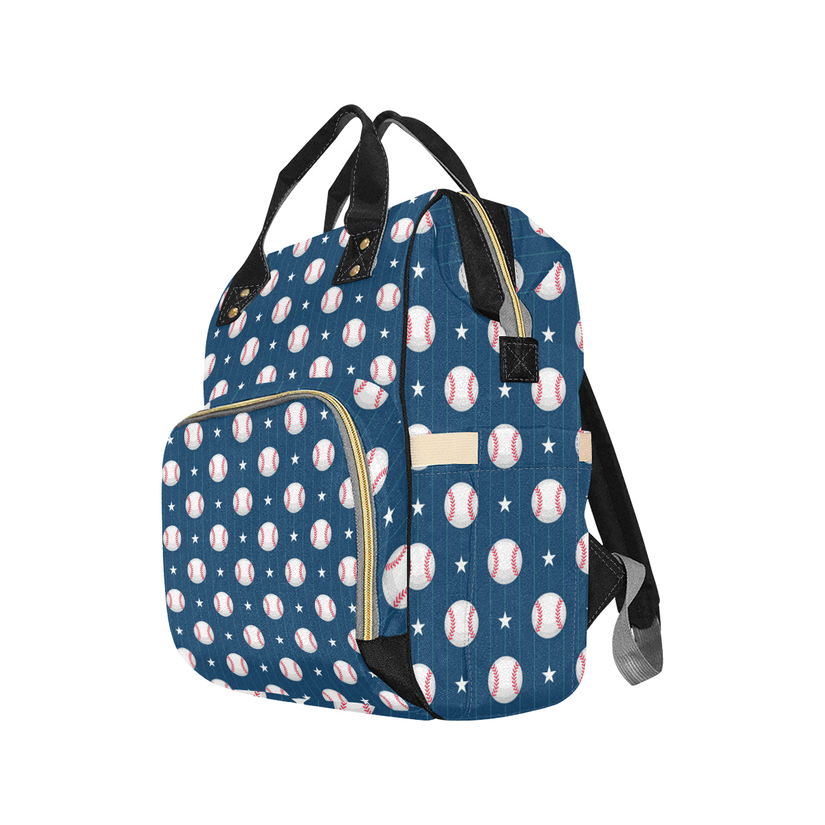 Baseball Star Print Pattern Diaper Bag Backpack