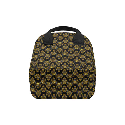 Steampunk Gold Owl Design Themed Print Insulated Lunch Bag