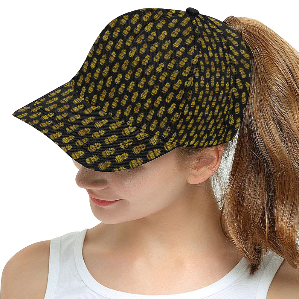 Pineapple Gold Tribal Style Print Snapback Cap