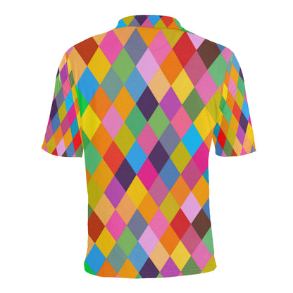 Harlequin Pattern Print Design 02 Men Polo Shirt