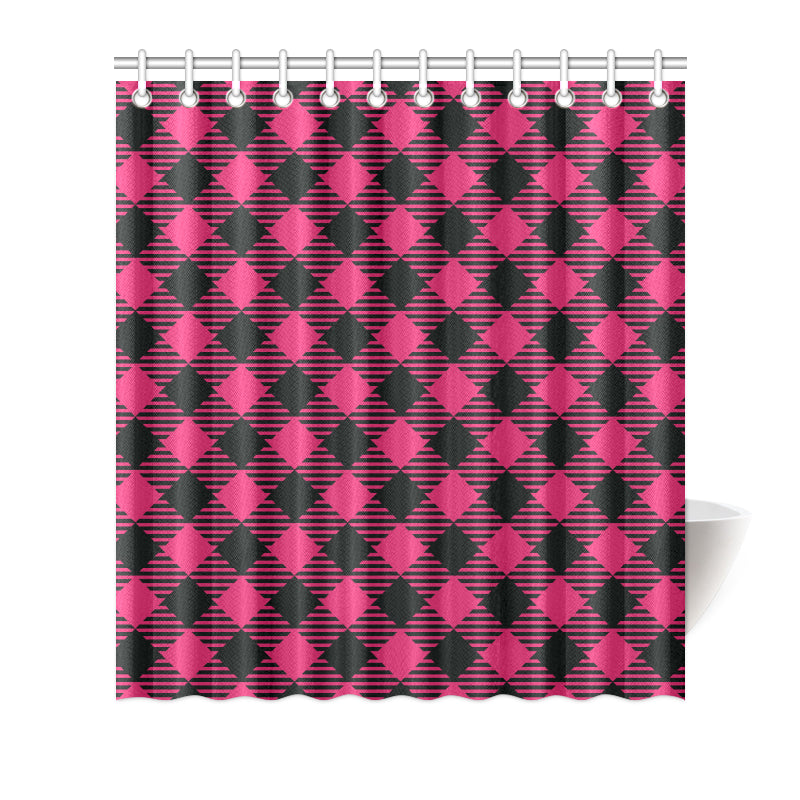 Buffalo check Pink Pattern Print Design 01 Shower Curtain