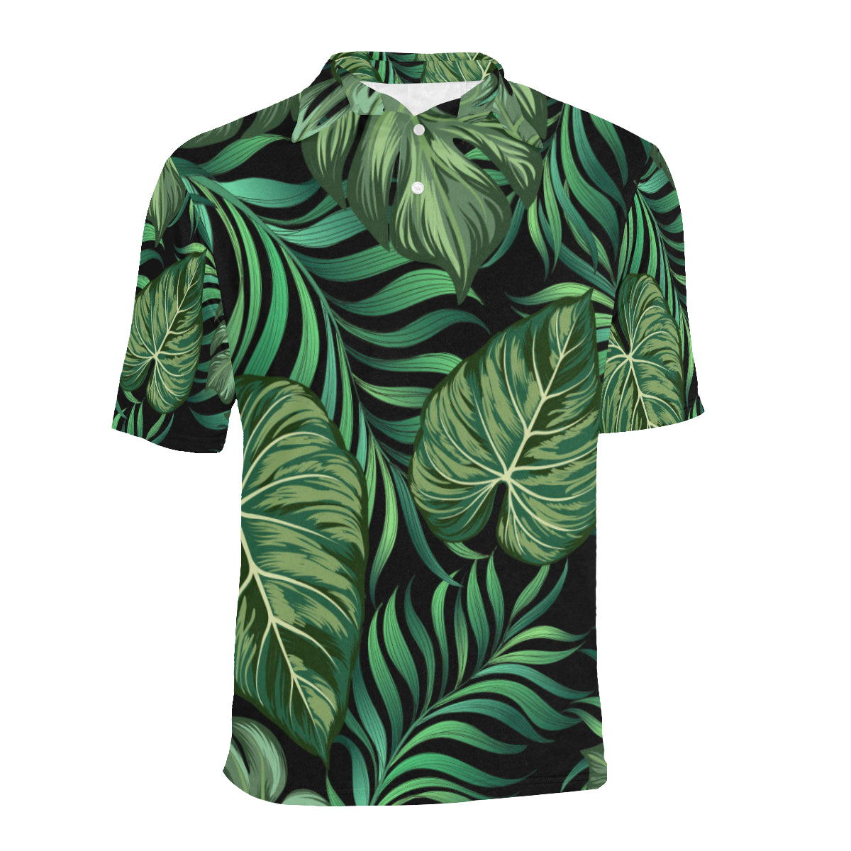 Green Fresh Tropical Palm Leaves Men Polo Shirt