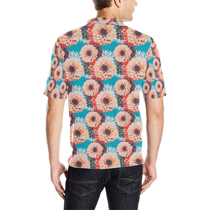 Dahlia Pattern Print Design DH05 Men Polo Shirt