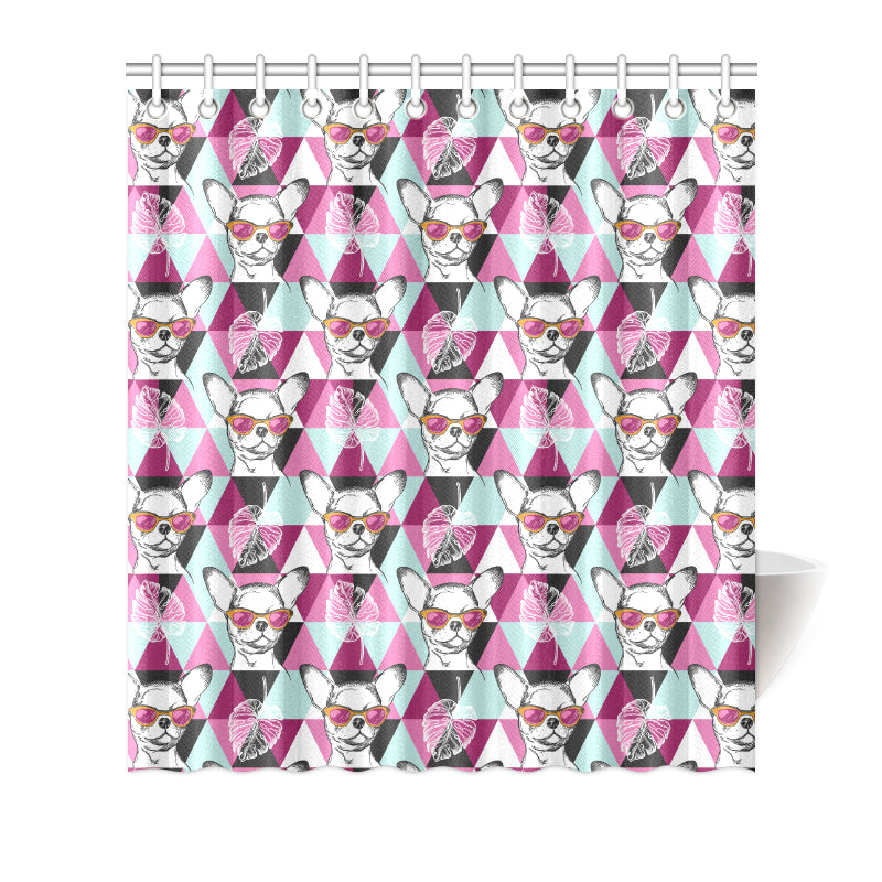 Chihuahua Cute Triangle Pattern Shower Curtain