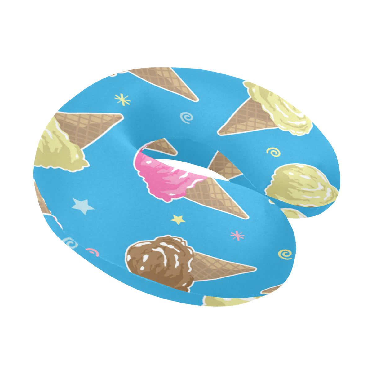 Ice Cream Pattern Print Design 01 U-Shaped Travel Neck Pillow
