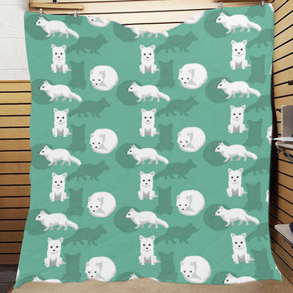 Arctic Fox Pattern Print Design Premium Quilt
