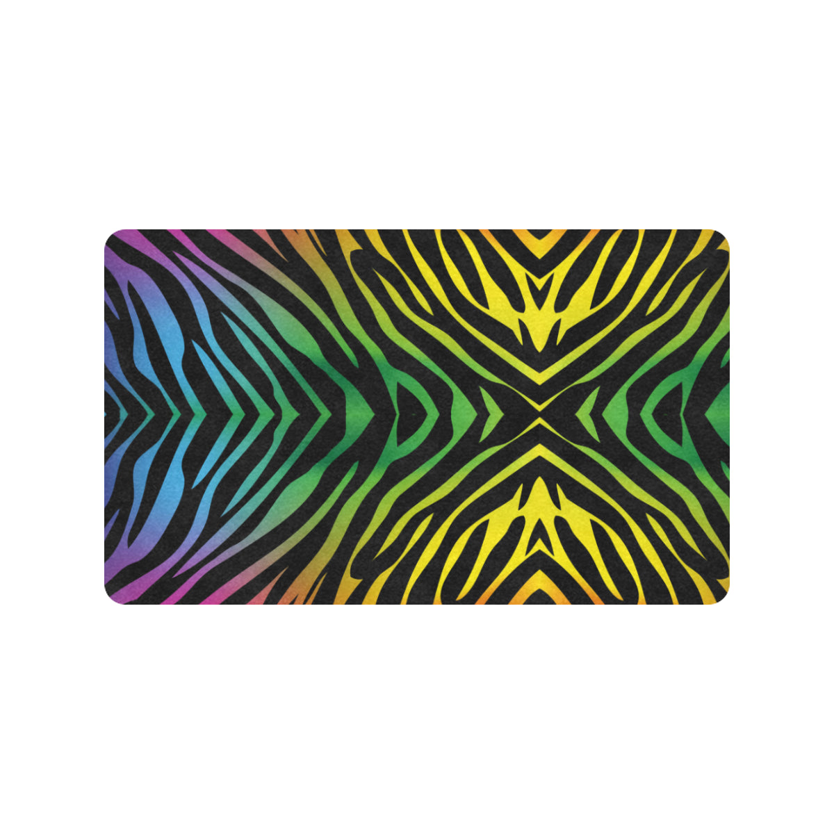 Rainbow Zebra Themed Print Rubber Doormat