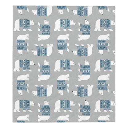 Polar Bear Pattern Print Design A03 Premium Quilt