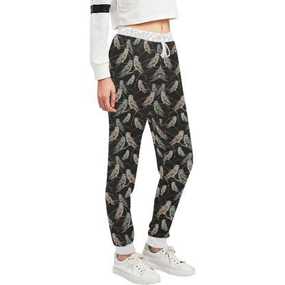 Owl Branch Themed Design Print Unisex Sweatpants