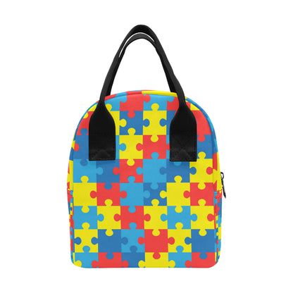 Autism Awareness Puzzles Design Print Insulated Lunch Bag