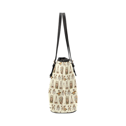 Native Indian Pattern Design Print Leather Tote Bag