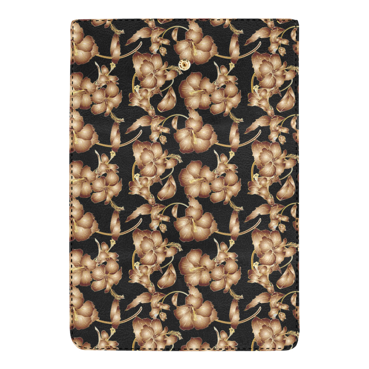 Brown Hibiscus Pattern Print Design HB06 Women's Trifold Wallet