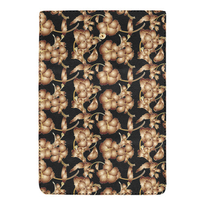 Brown Hibiscus Pattern Print Design HB06 Women's Trifold Wallet