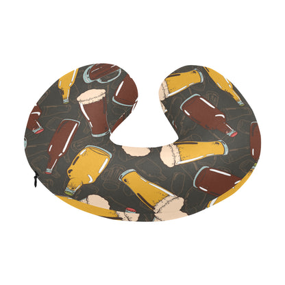 Beer Pattern Print Design 03 U-Shaped Travel Neck Pillow