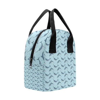 Narwhal Dolphin Print Insulated Lunch Bag