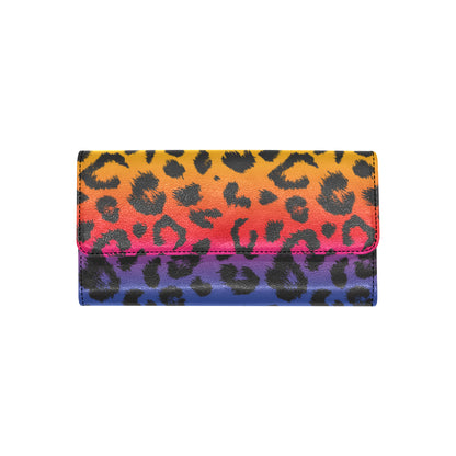 Rainbow Leopard Pattern Print Design A01 Women's Trifold Wallet