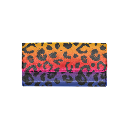 Rainbow Leopard Pattern Print Design A01 Women's Trifold Wallet