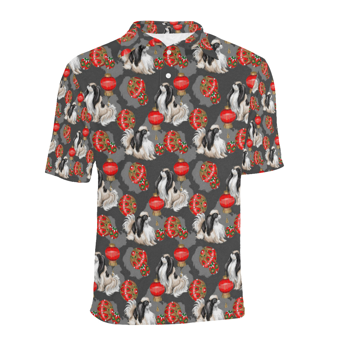 Japanese Chin Pattern Print Design 02 Men Polo Shirt