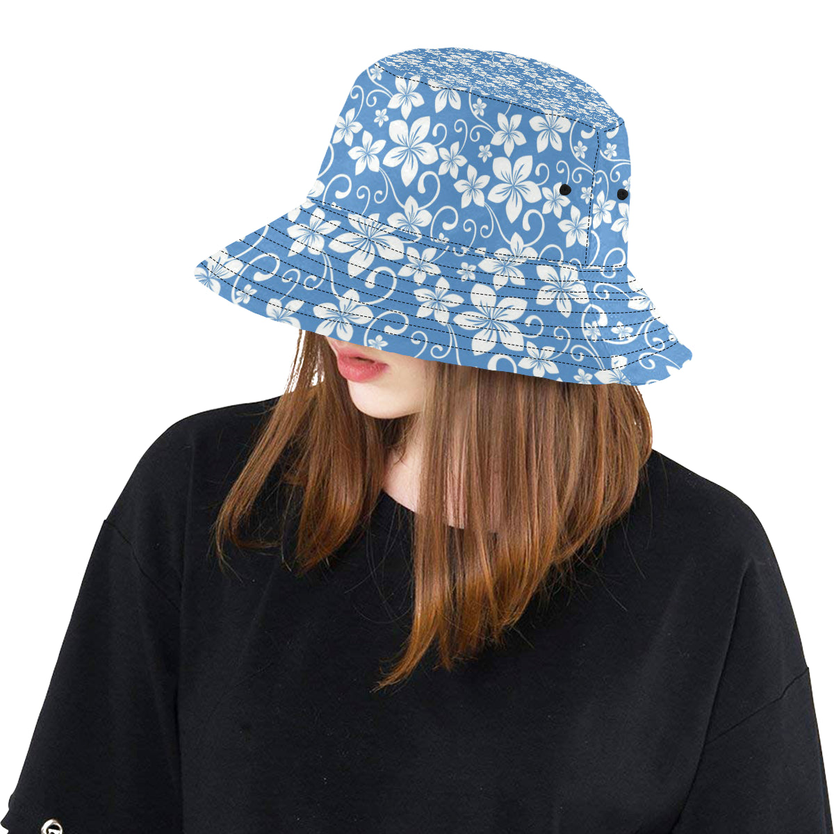 Hibiscus Pattern Print Design HB09 Unisex Bucket Hat