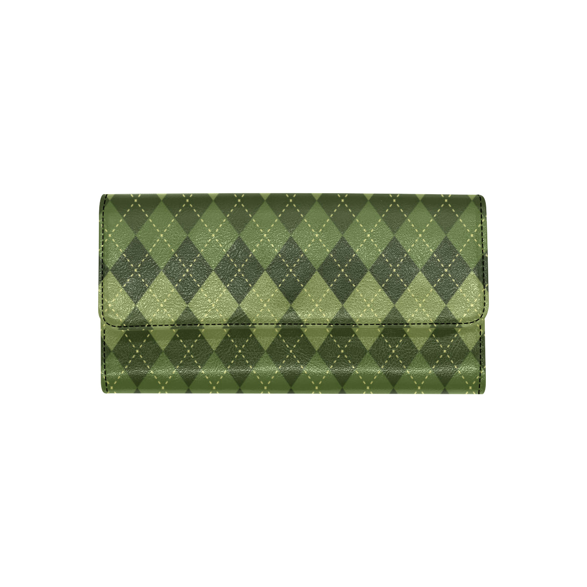 Argyle Green Pattern Print Design 01 Women's Trifold Wallet