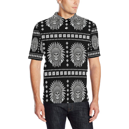 Native American Indian Skull Men Polo Shirt