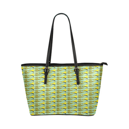 Trumpet Vintage Design Print Leather Tote Bag