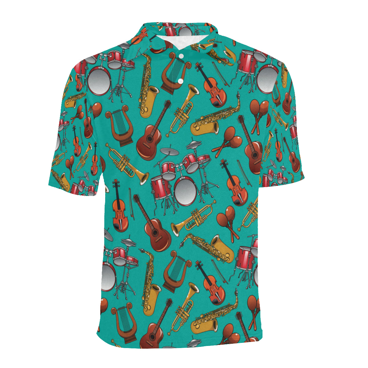 Drum Set Pattern Print Design 01 Men Polo Shirt