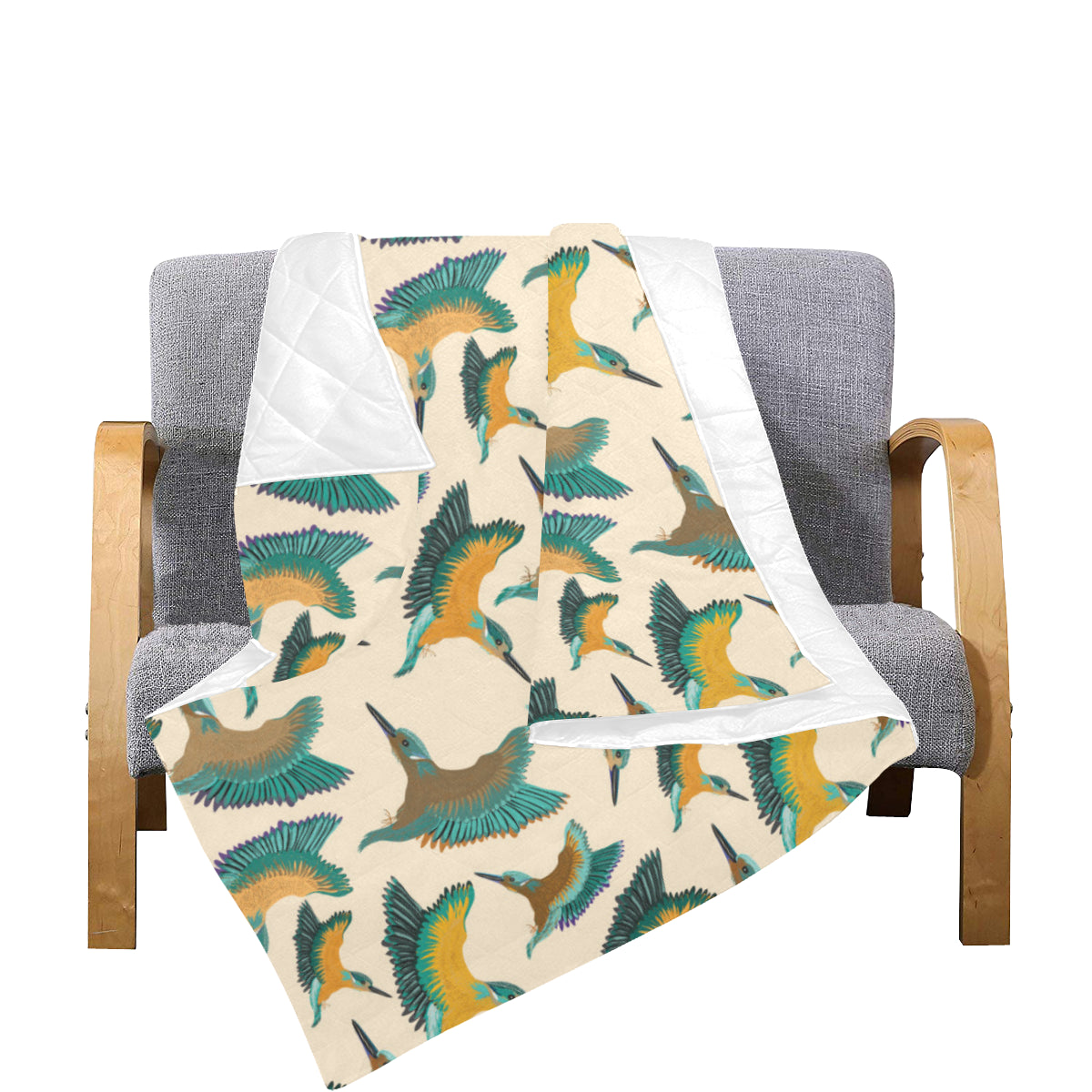 Kingfisher Pattern Print Design 02 Premium Quilt