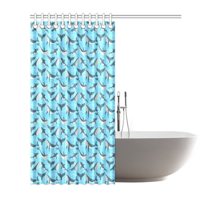 Whale Pattern Design Themed Print Shower Curtain