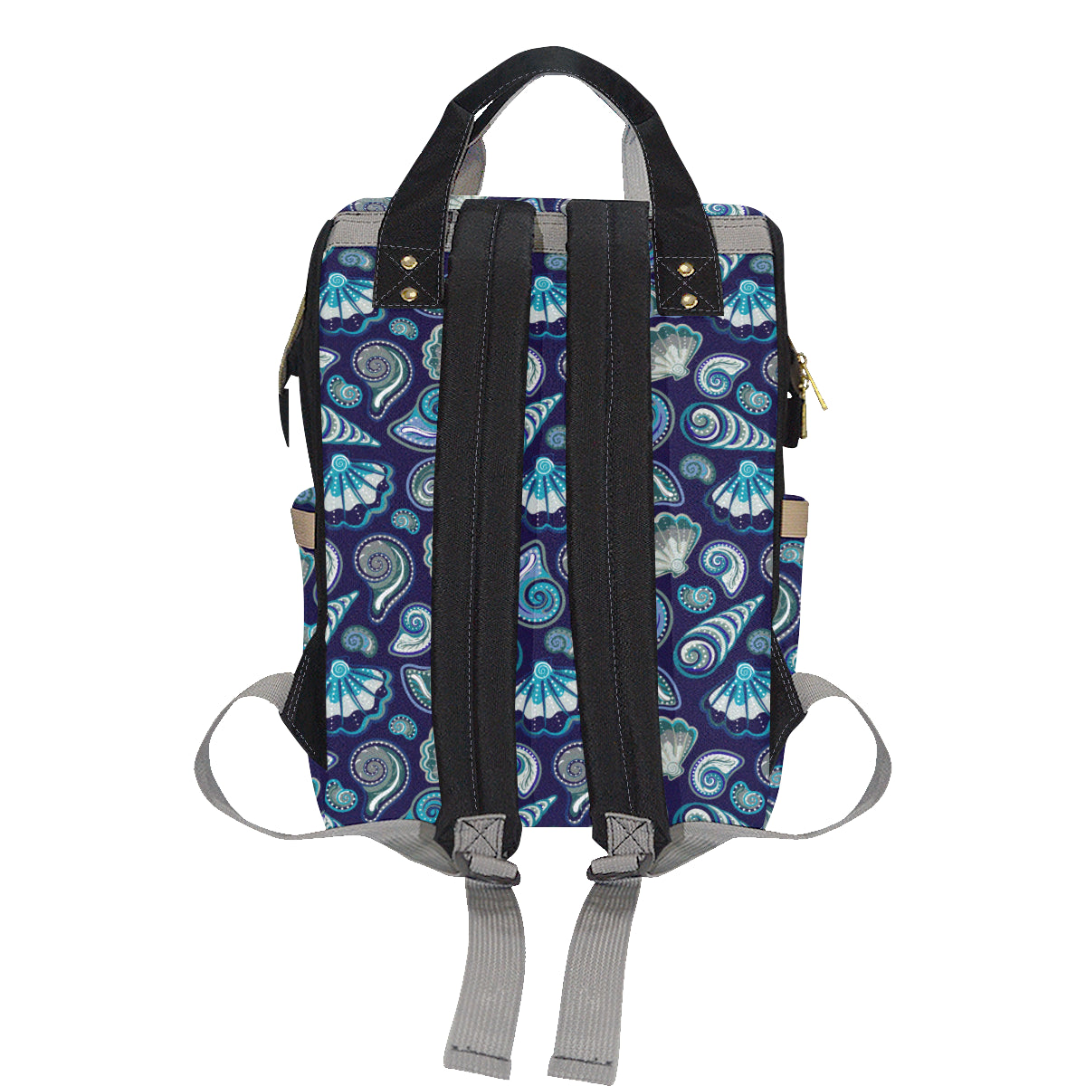 Beach Seashell Blue Print Diaper Bag Backpack