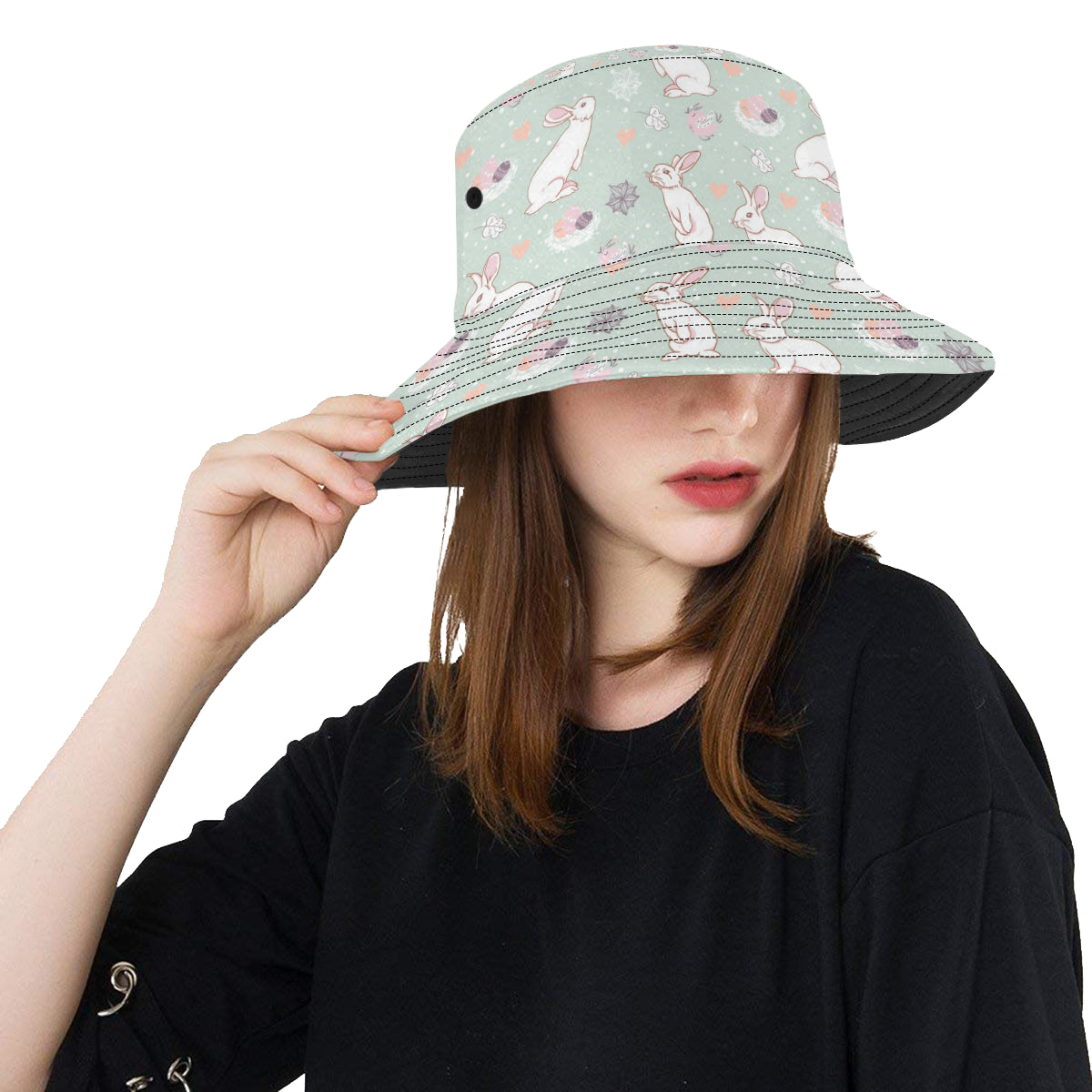 Rabbit Pattern Print Design RB011 Unisex Bucket Hat