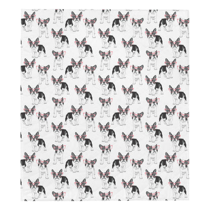 Boston Terrier Pattern Print Design 03 Premium Quilt