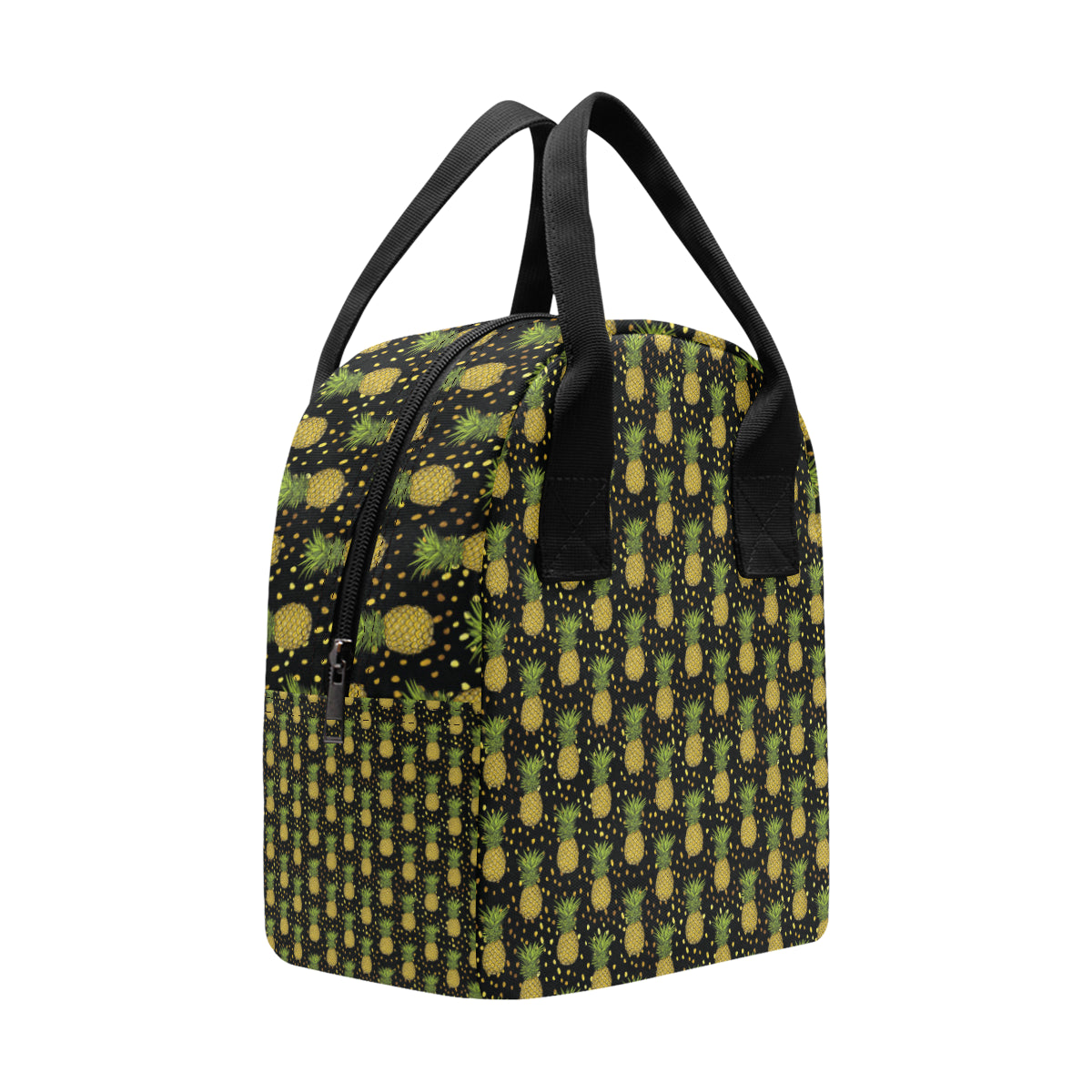 Pineapple Gold Dot Themed Print Insulated Lunch Bag