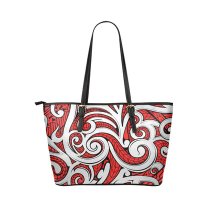Maori Polynesian Themed Design Print Leather Tote Bag
